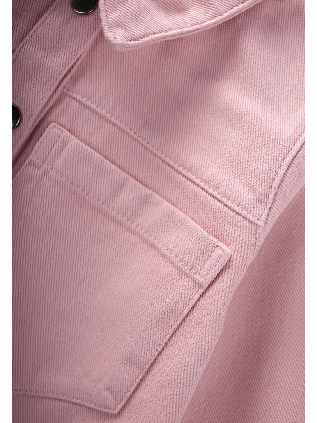 Boyalı Gabardin Elbise 2-7 Yaş Pembe-3