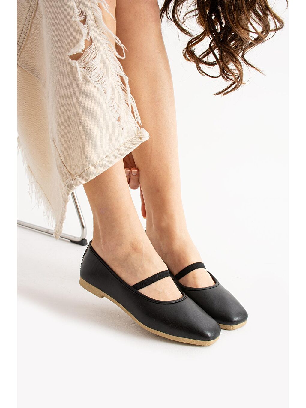 Siyah AL-113 Lastikli Babet Günlük Kadın Ayakkabı Ev Babeti-2