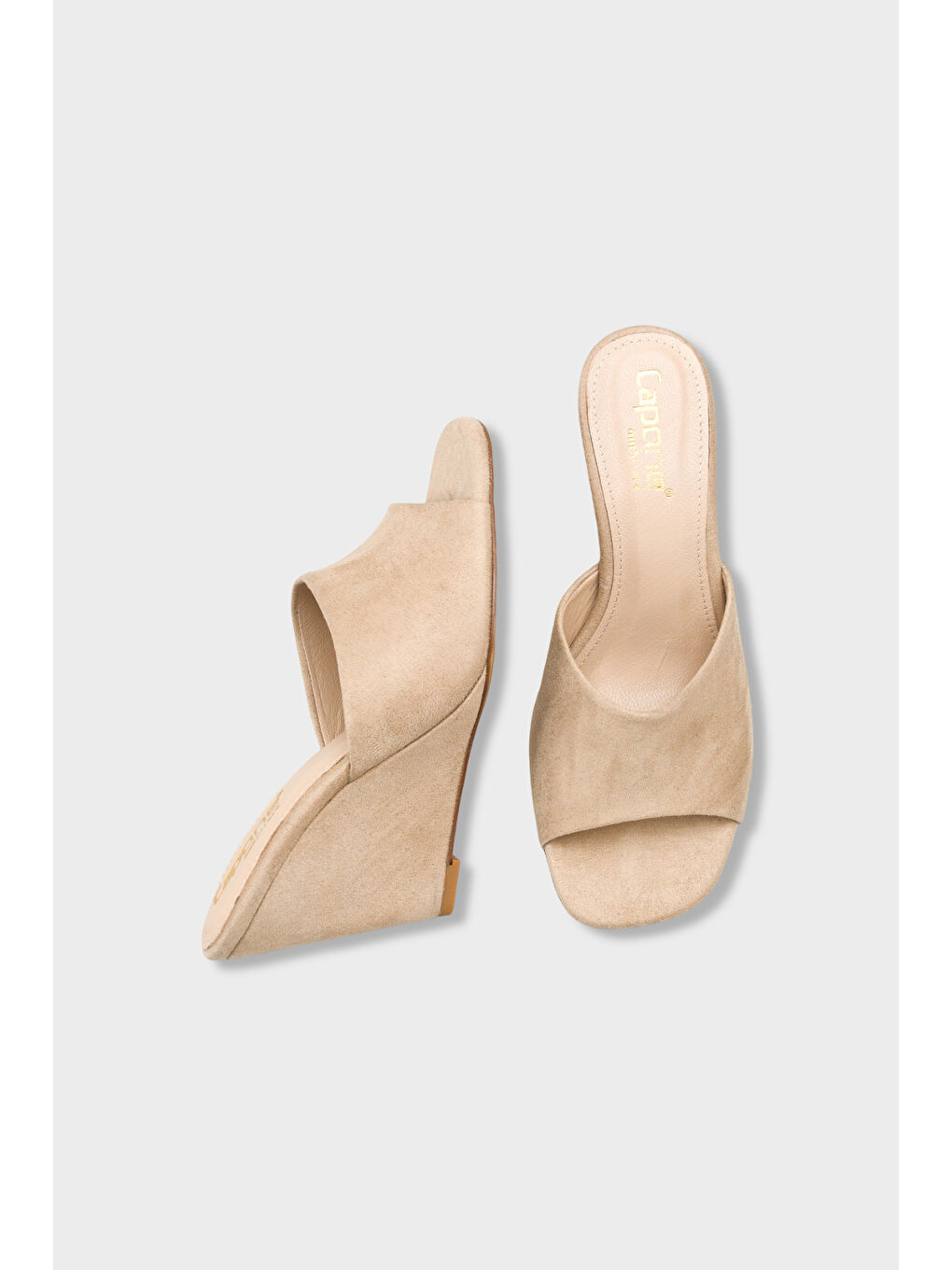 Bej Maurene Hakiki Deri Astarlı Feta Dolgu Topuklu Kadın Terlik-4