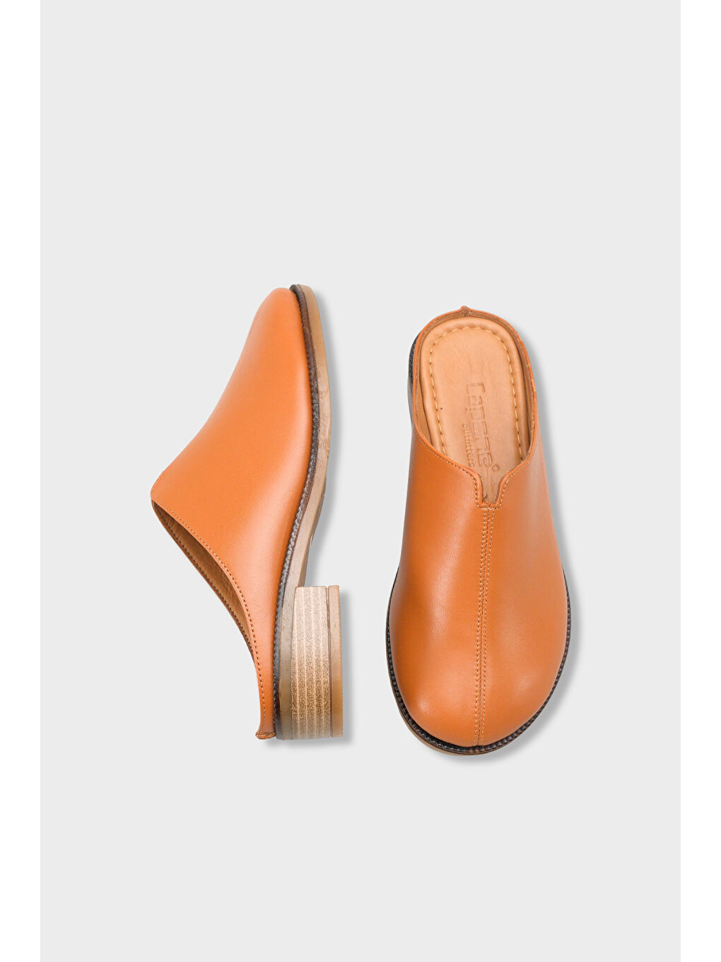 Kahverengi Nancey Hakiki Deri Kısa Topuklu Kadın Sabo Terlik-4