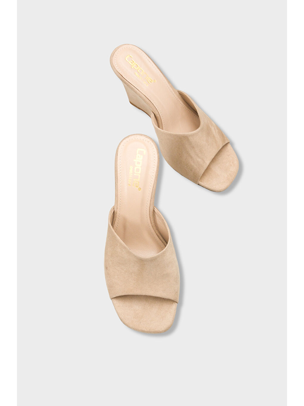 Bej Maurene Hakiki Deri Astarlı Feta Dolgu Topuklu Kadın Terlik-5