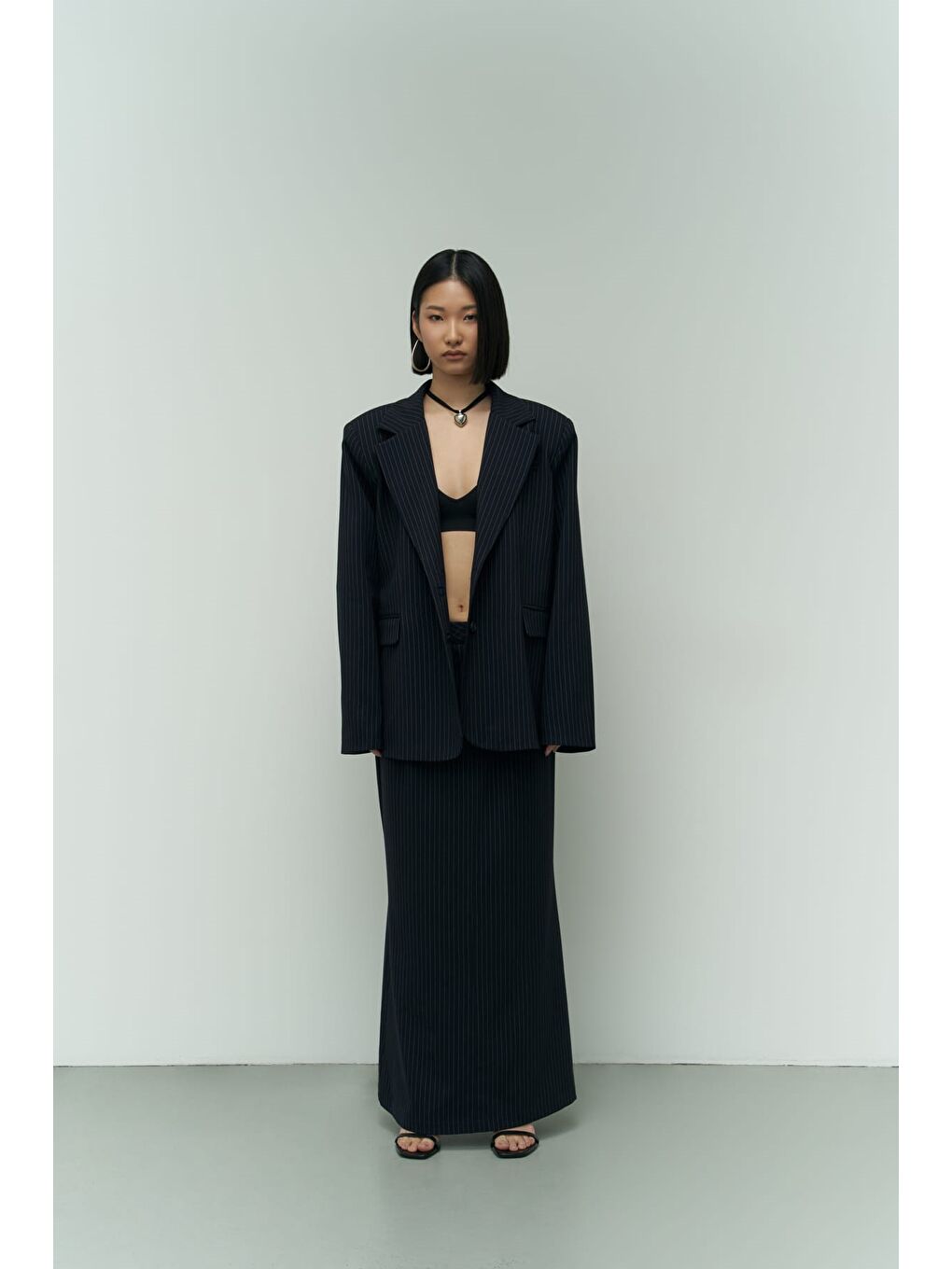 Bruno Çizgili Lacivert Blazer-1