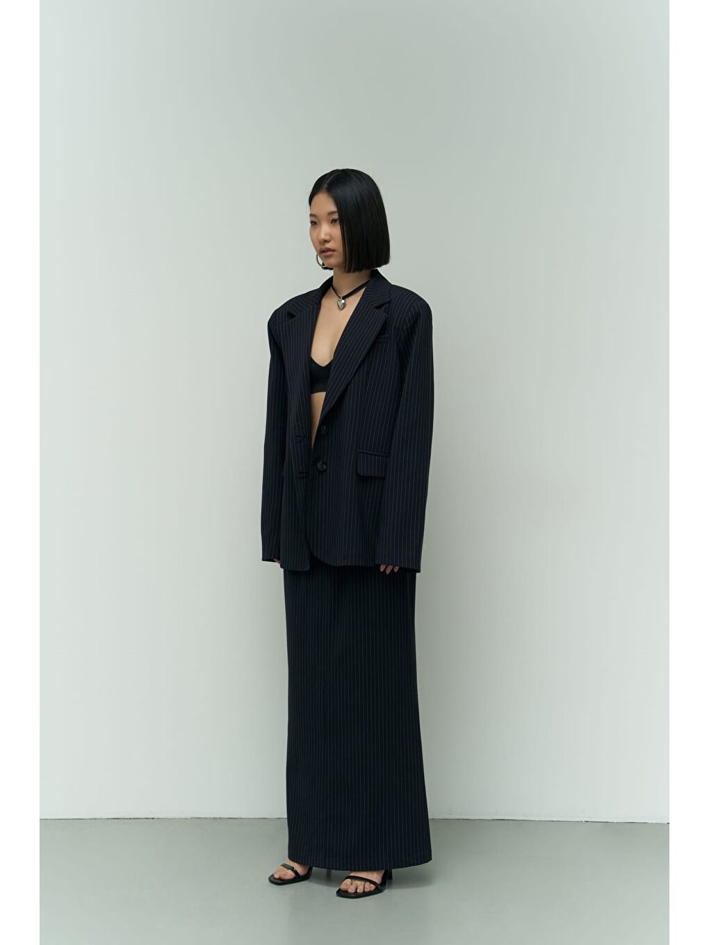 Bruno Çizgili Lacivert Blazer-2