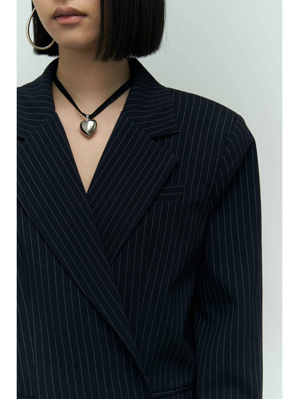 Bruno Çizgili Lacivert Blazer-4