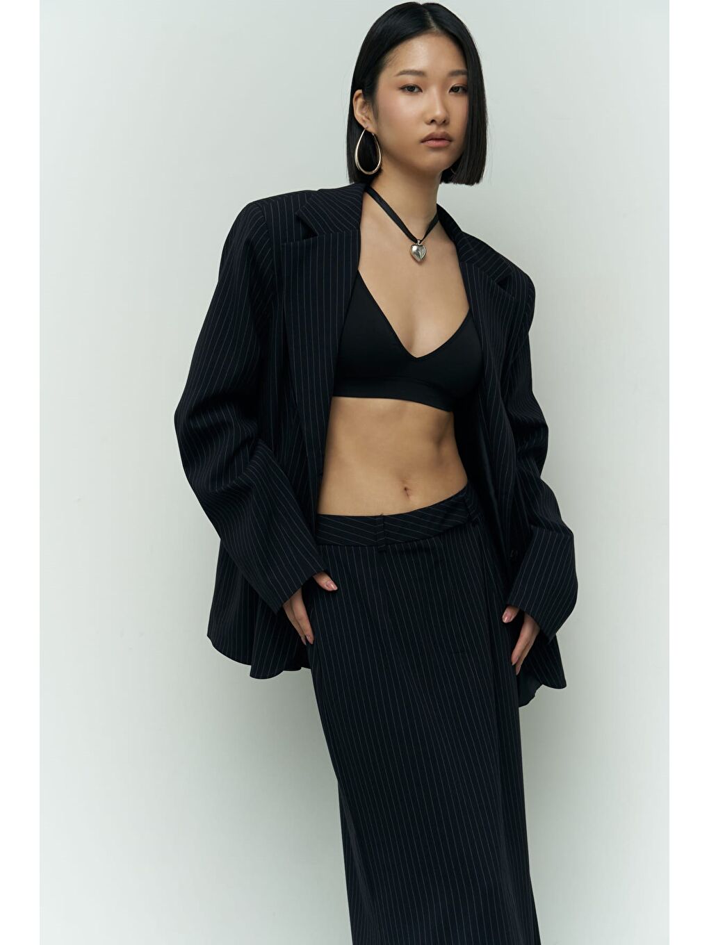 Bruno Çizgili Lacivert Blazer-5