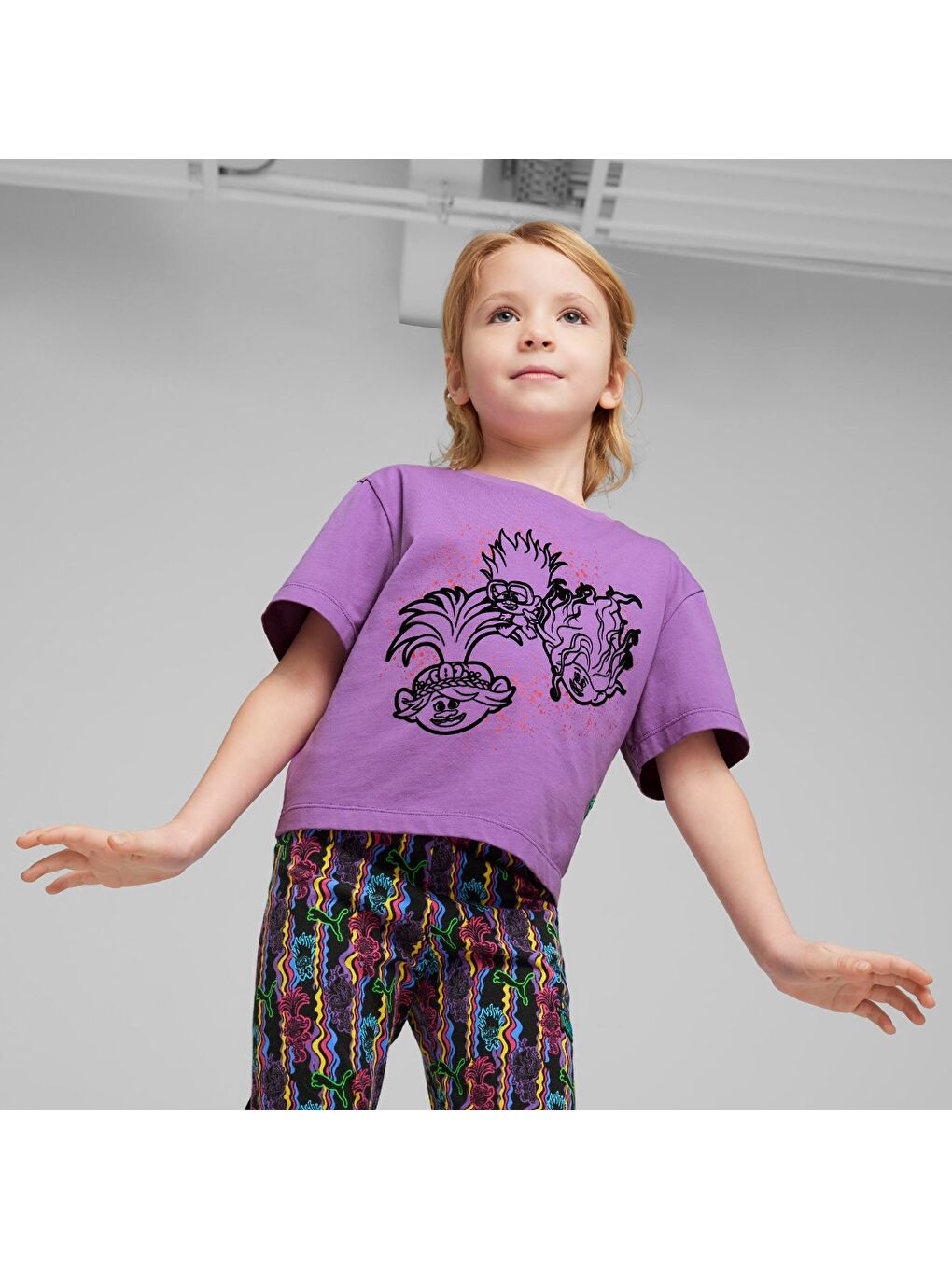 X Trolls Graphic Kız Çocuk Mor Yuvarlak Yaka Tişört