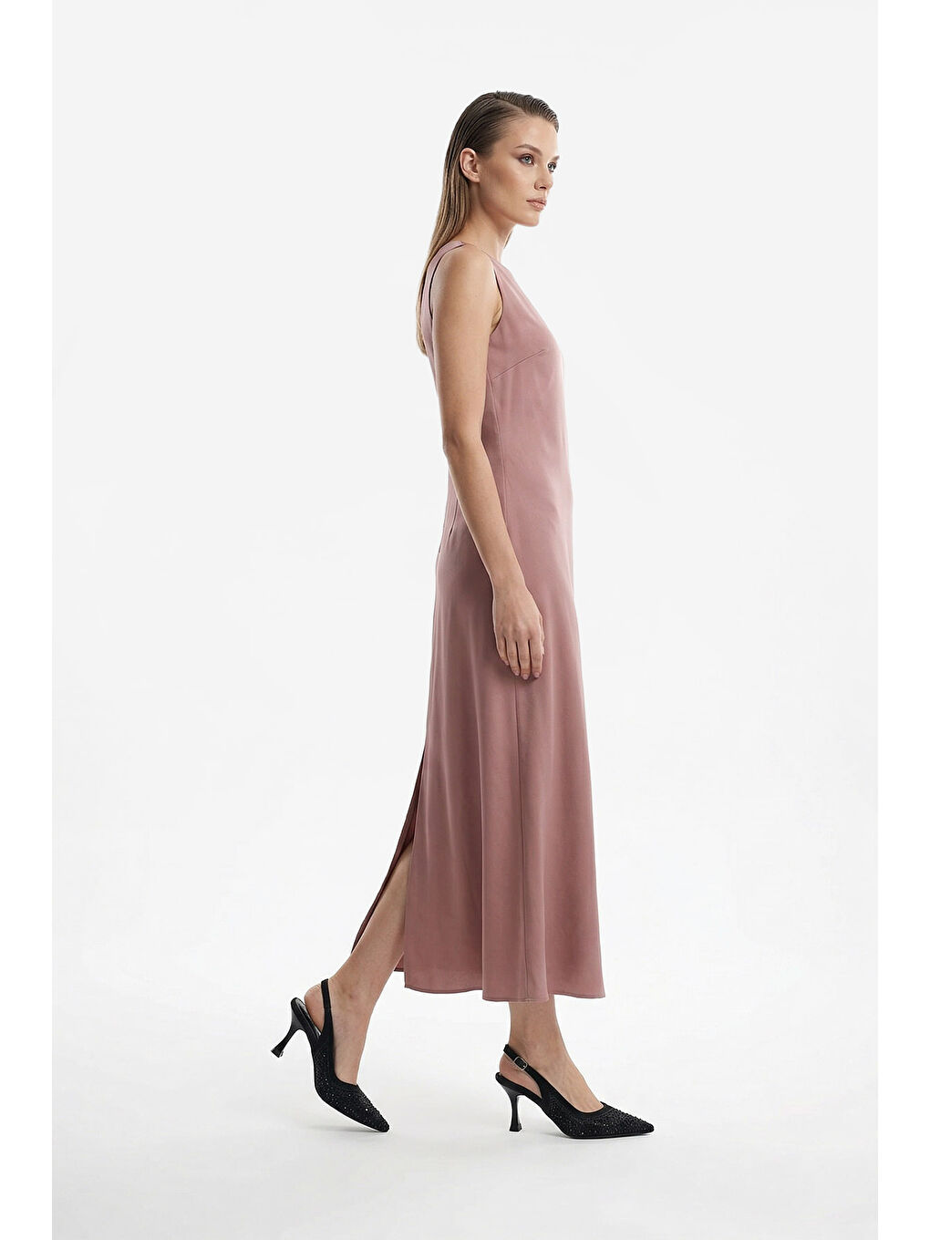 Siyah Kadın SİYAH İnce Topuklu Arkası Açık Ayakkabı-2