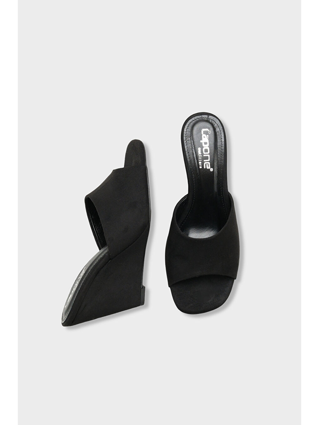 Siyah Maurene Hakiki Deri Astarlı Feta Dolgu Topuklu Kadın Terlik-4