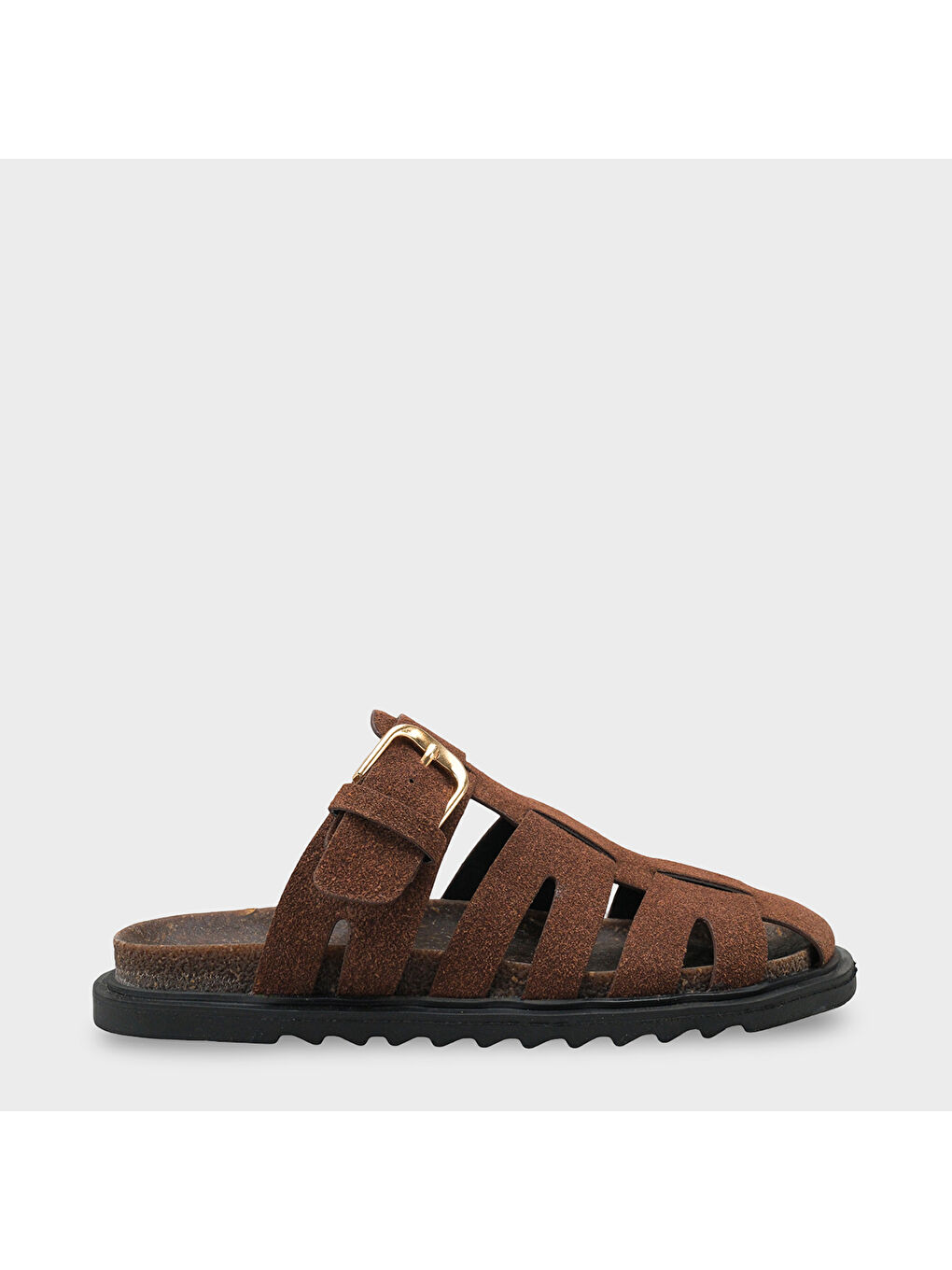 Kahverengi Abbie Gladyatör Tokalı Kadın Terlik