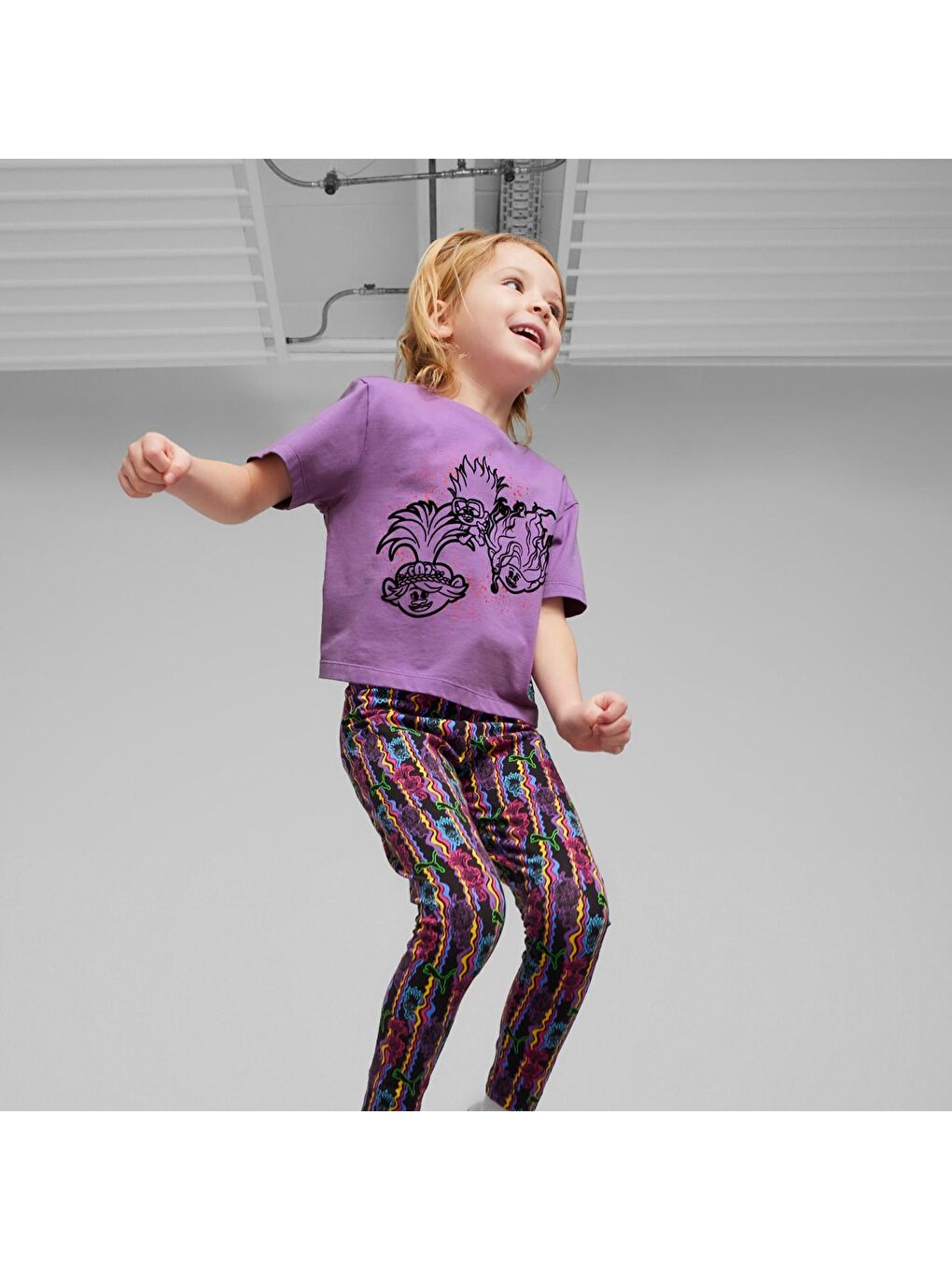X Trolls Graphic Kız Çocuk Mor Yuvarlak Yaka Tişört-1