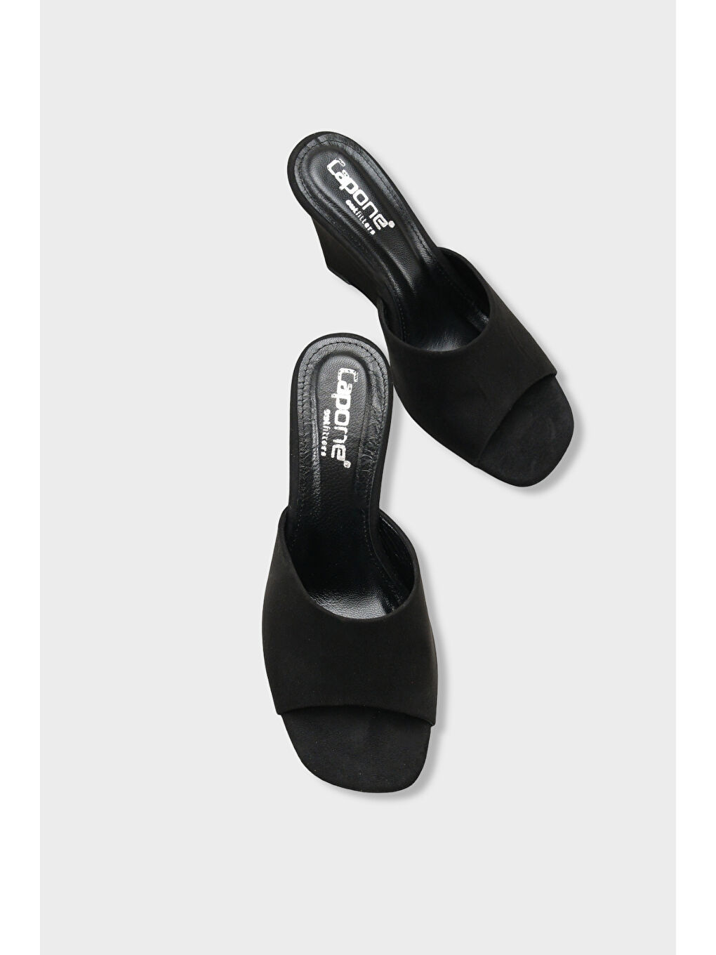 Siyah Maurene Hakiki Deri Astarlı Feta Dolgu Topuklu Kadın Terlik-5