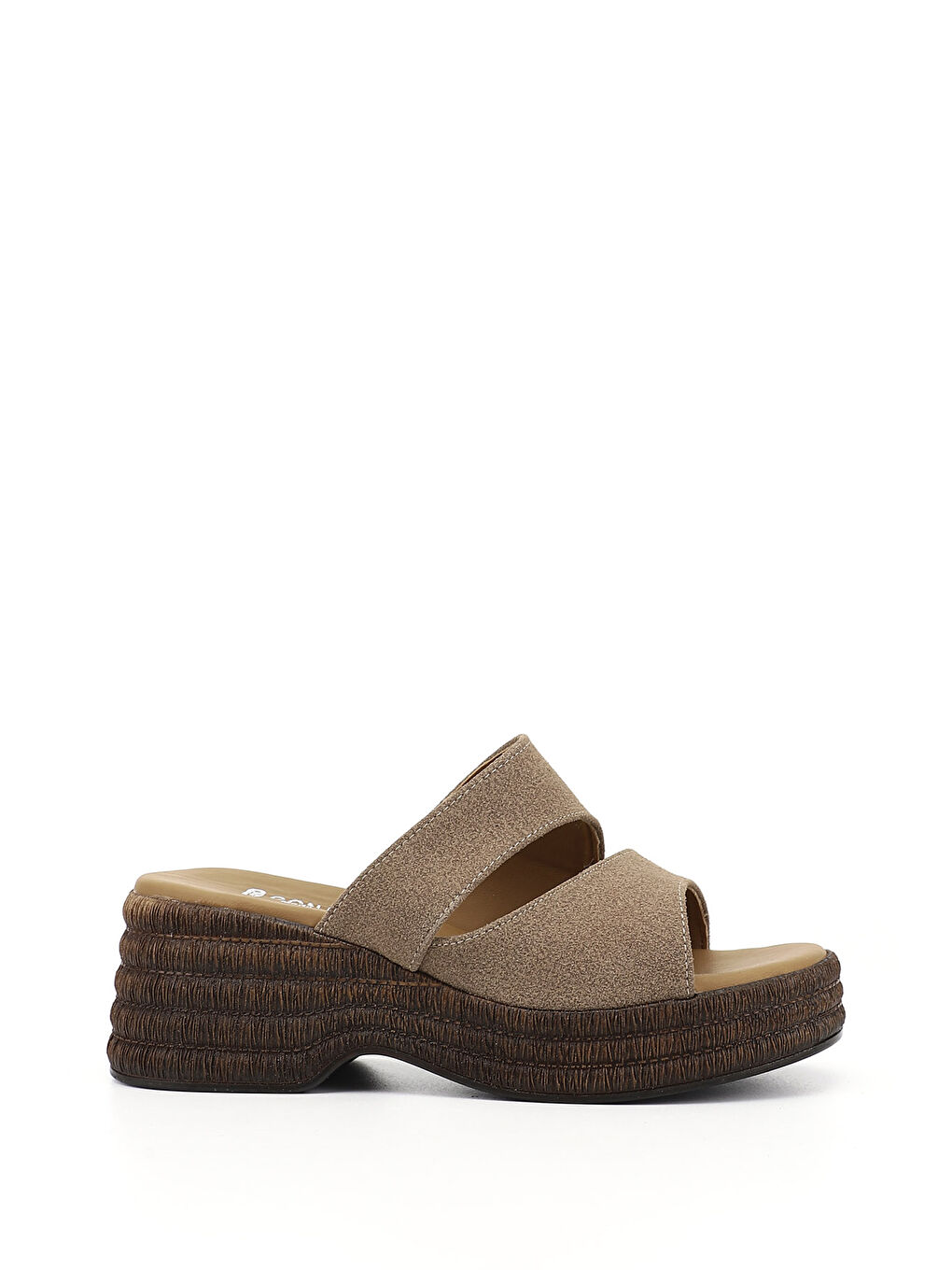 Kahverengi Kadın AÇIK VİZON Dolgu Topuklu Terlik