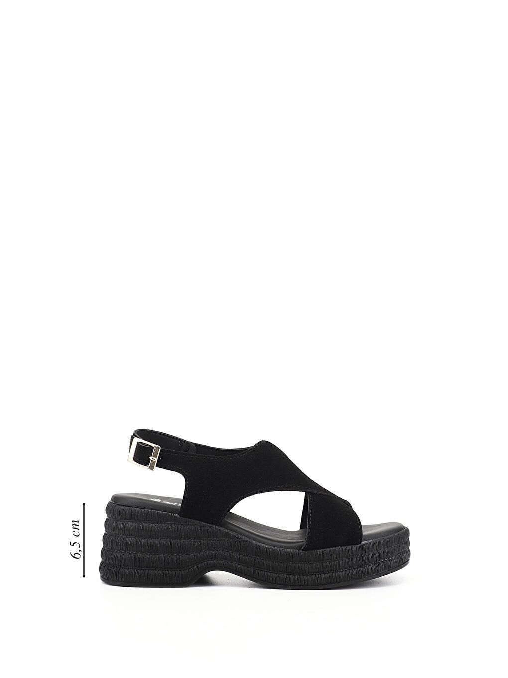 Siyah Kadın SİYAH MELANJ Dolgu Topuk Sandalet-1