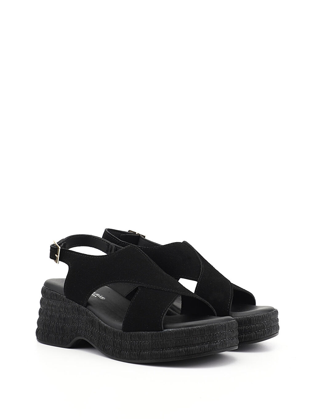 Siyah Kadın SİYAH MELANJ Dolgu Topuk Sandalet-3