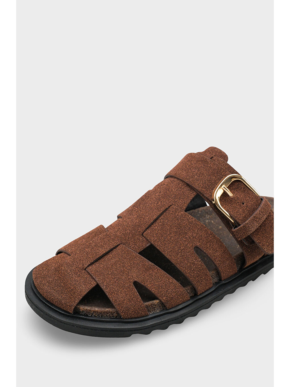 Kahverengi Abbie Gladyatör Tokalı Kadın Terlik-2