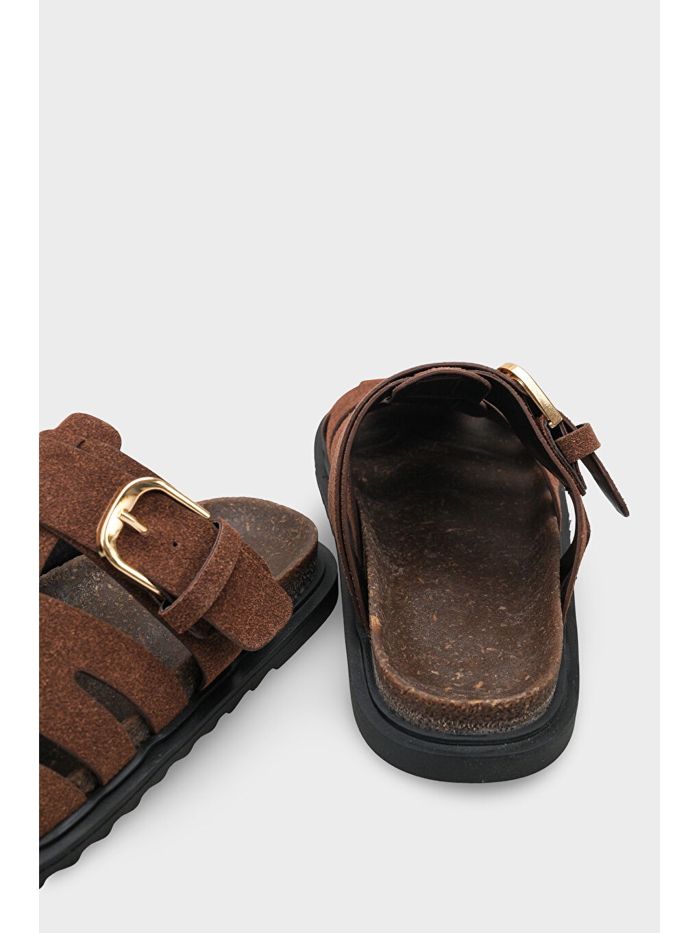 Kahverengi Abbie Gladyatör Tokalı Kadın Terlik-3