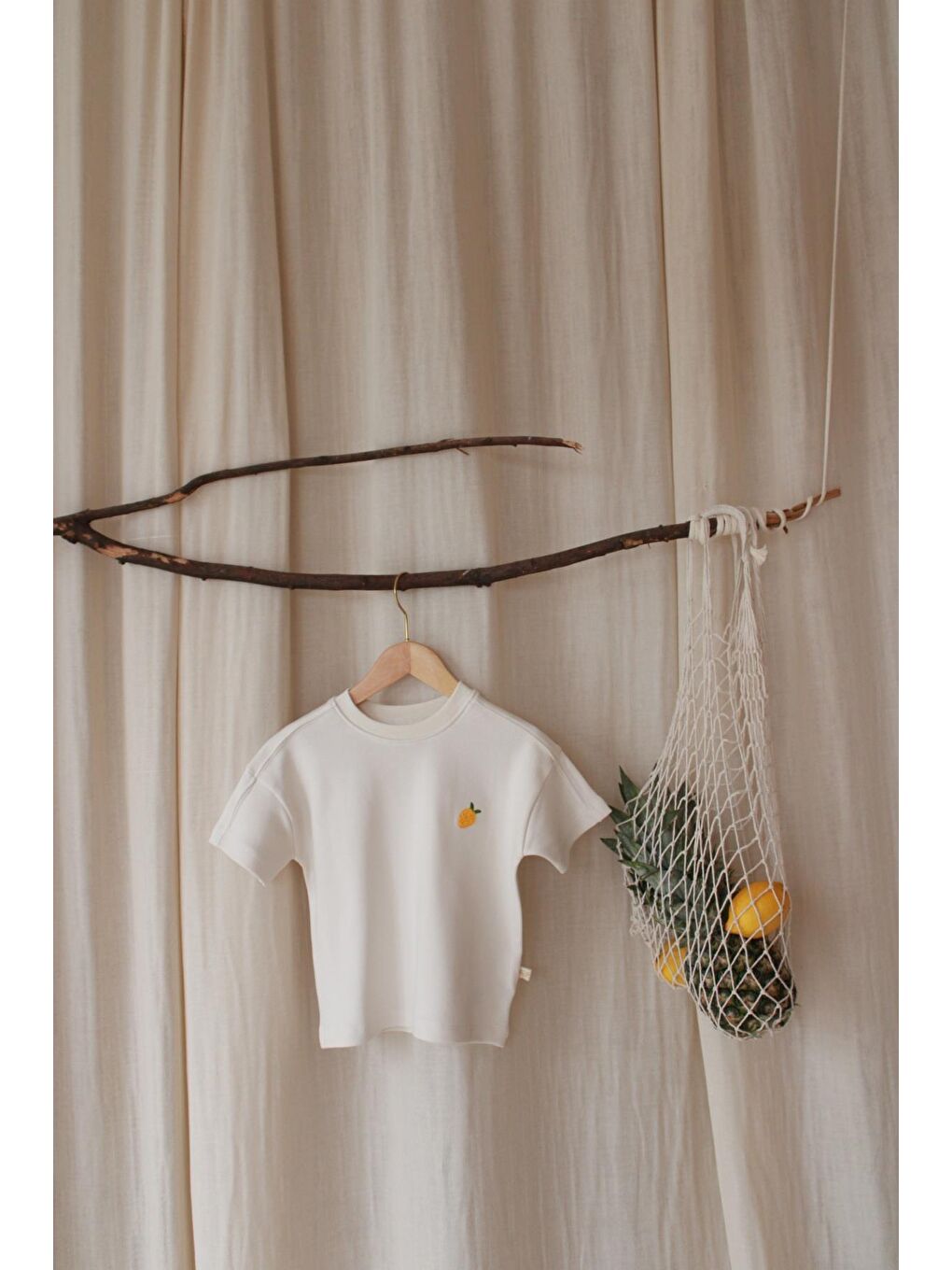 Ekru Limon Nakışlı Oversize T-Shirt-6