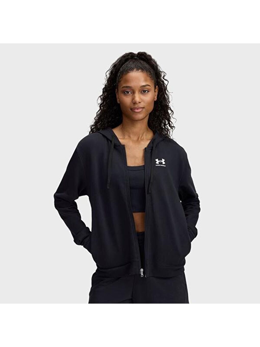 Rival Terry Kadın Siyah Kapüşonlu Ceket