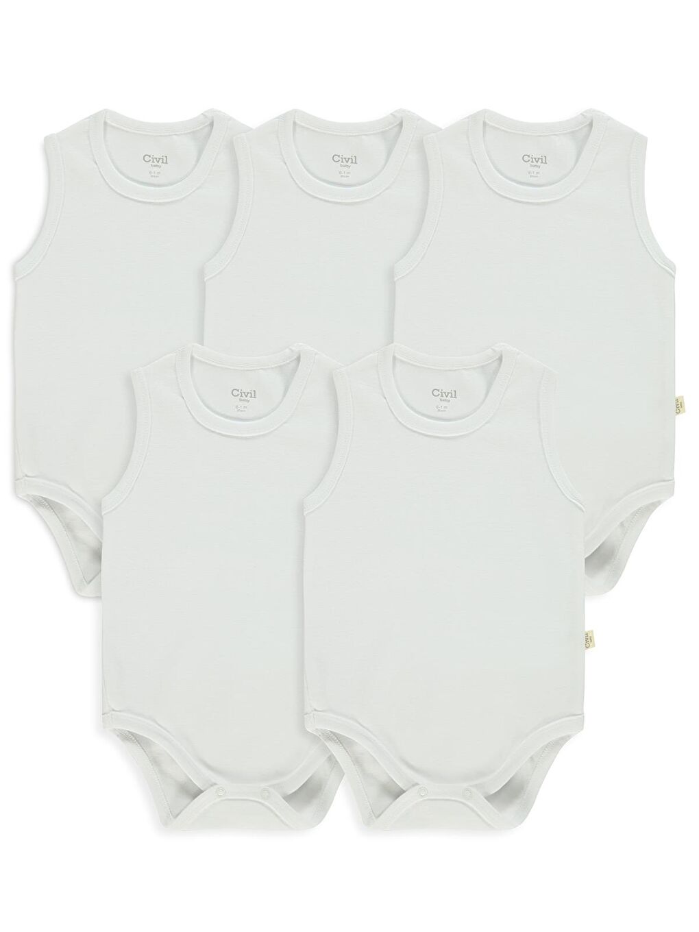 Baby Organik 5 li Sıfır Kol 3-9 Ay Çıtçıtlı Badi - Ekru 3-6 Ay-4