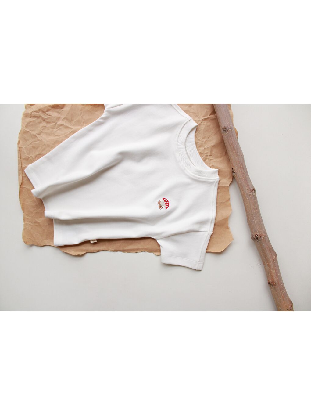 Beyaz Mantar Nakışlı Oversize T-Shirt-6