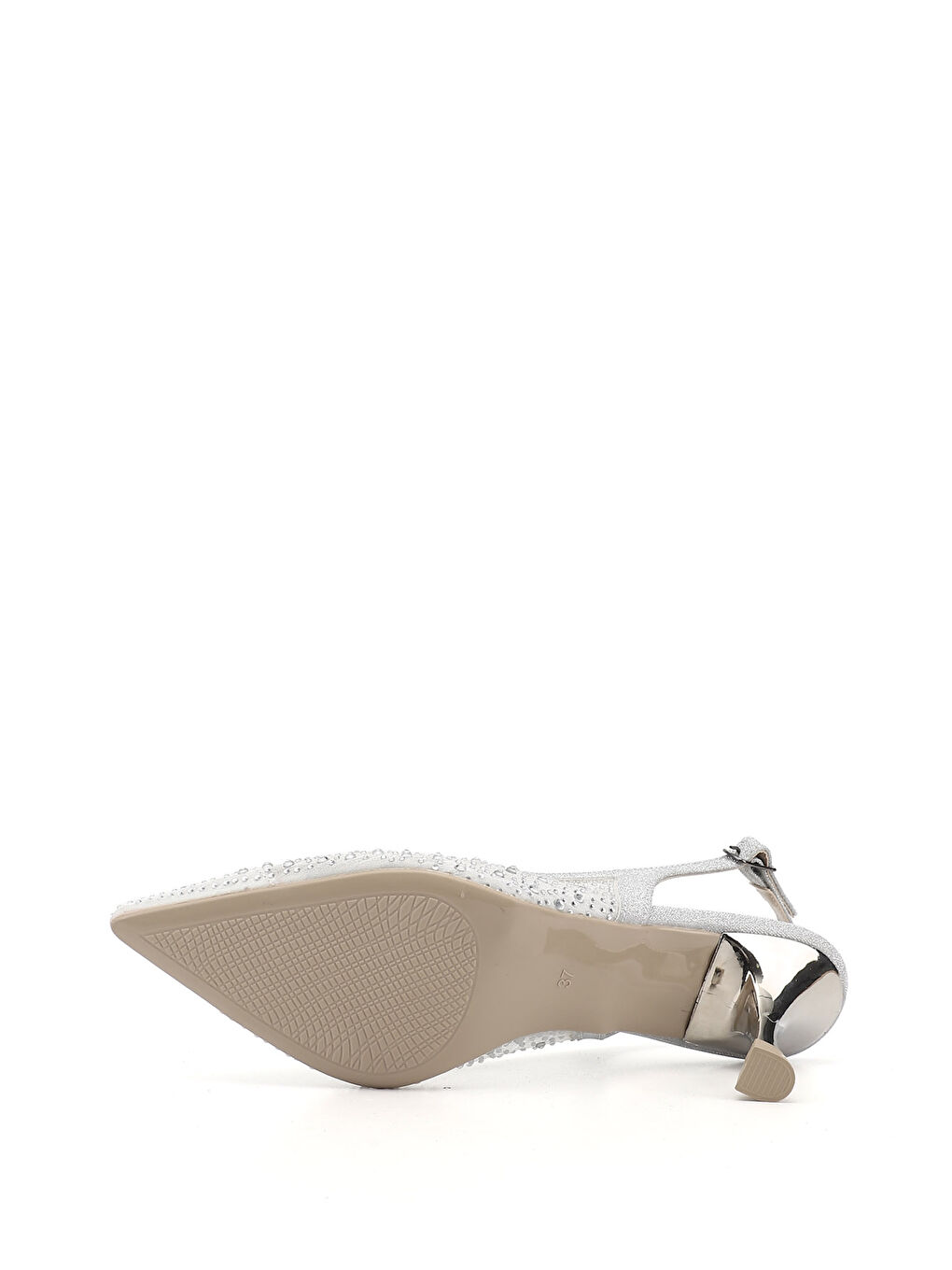 Gri Kadın GÜMÜŞ-GRİ İnce Topuklu Arkası Açık Ayakkabı-5