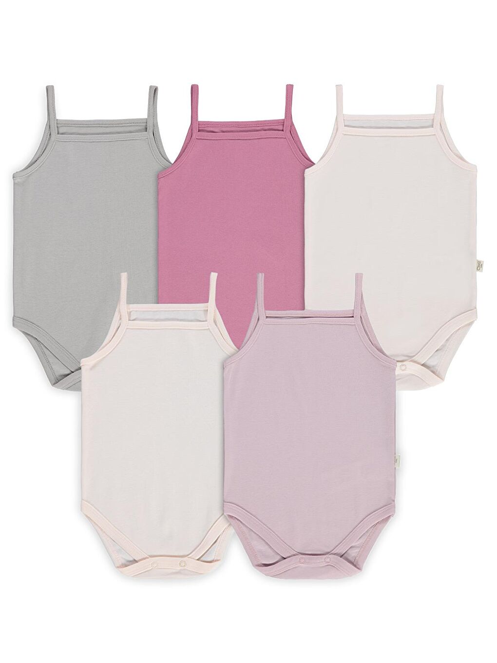 Baby Basıc İp Askılı 5 Li 0-36 Ay Çıtçıtlı Badi - Pembe 1-3 Ay