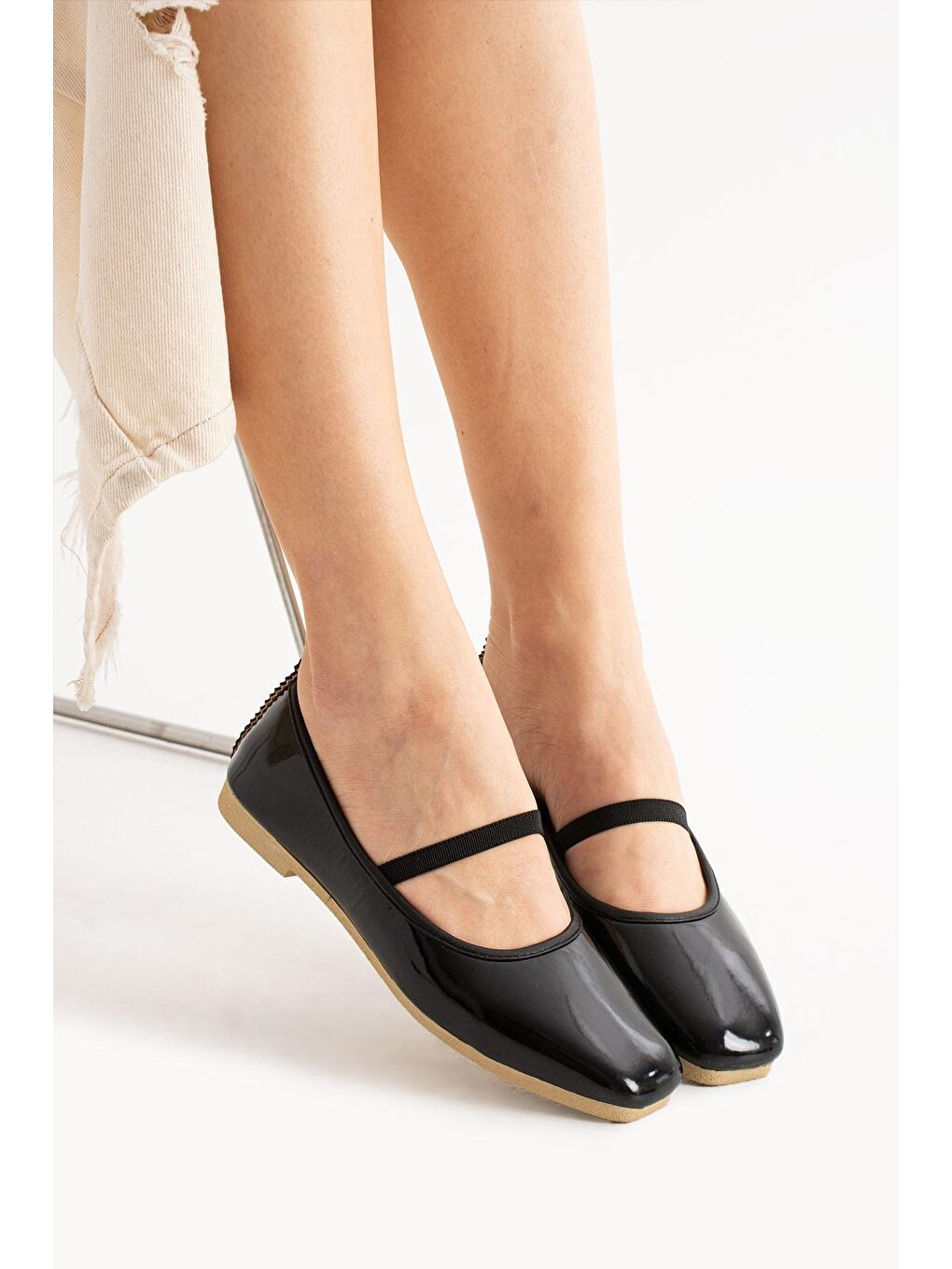 Siyah AL-113 Lastikli Babet Günlük Kadın Ayakkabı Ev Babeti-1