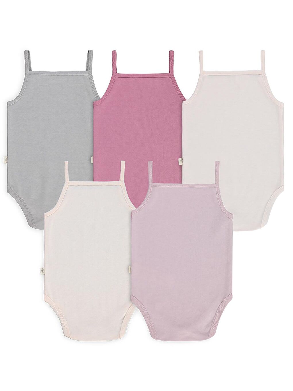 Baby Basıc İp Askılı 5 Li 0-36 Ay Çıtçıtlı Badi - Pembe 1-3 Ay-1
