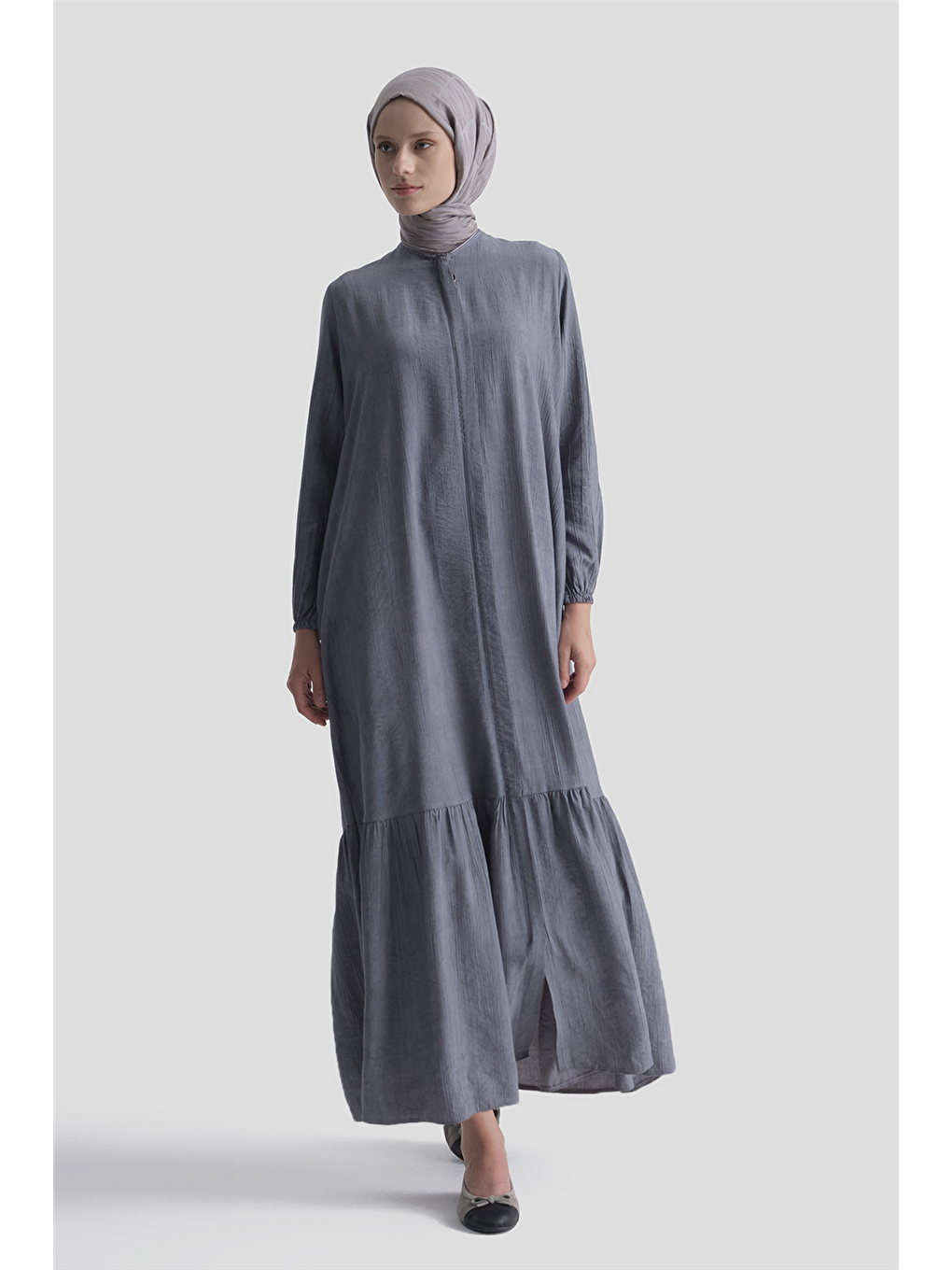 Fırfırlı Basic Ferace Gri