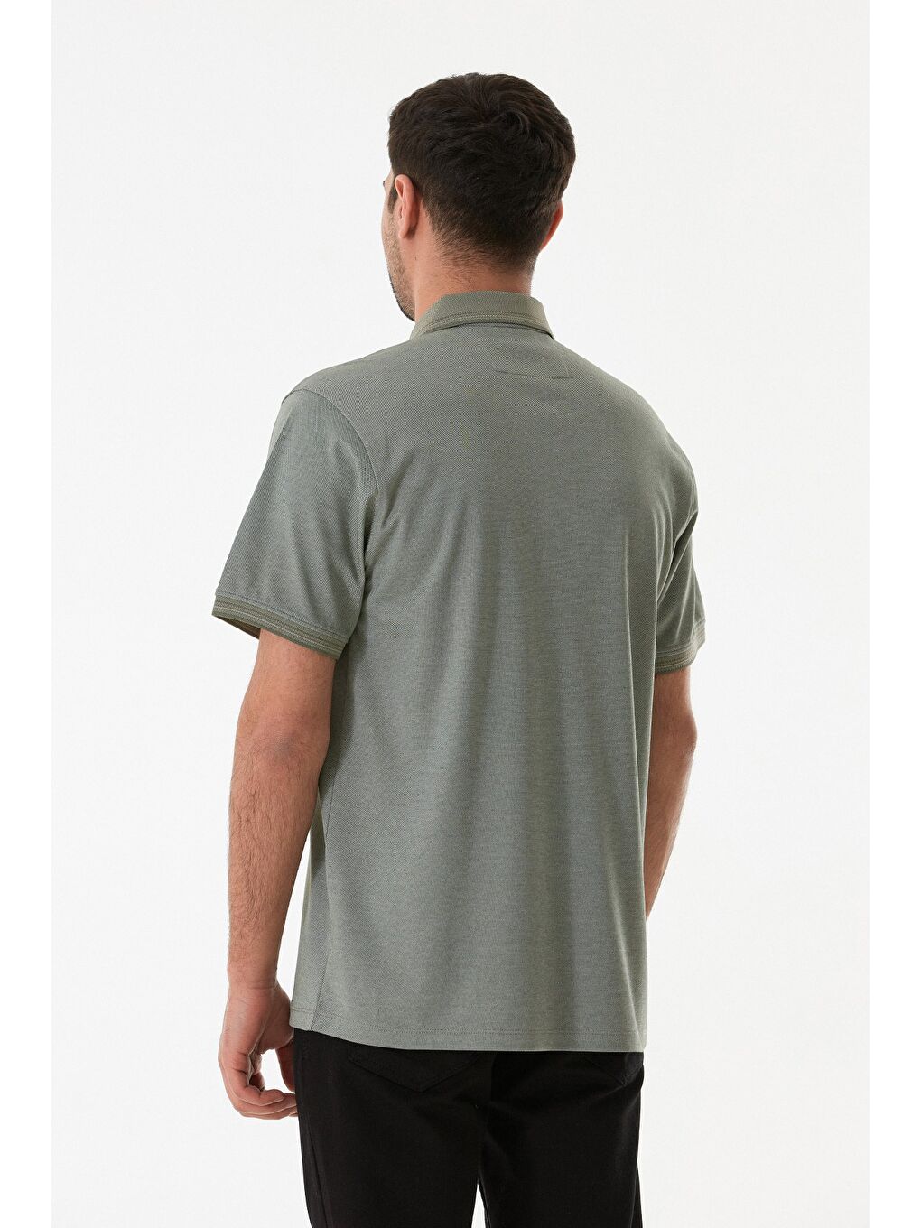 Haki Cepli Düğmeli Polo Yaka Tişört-2