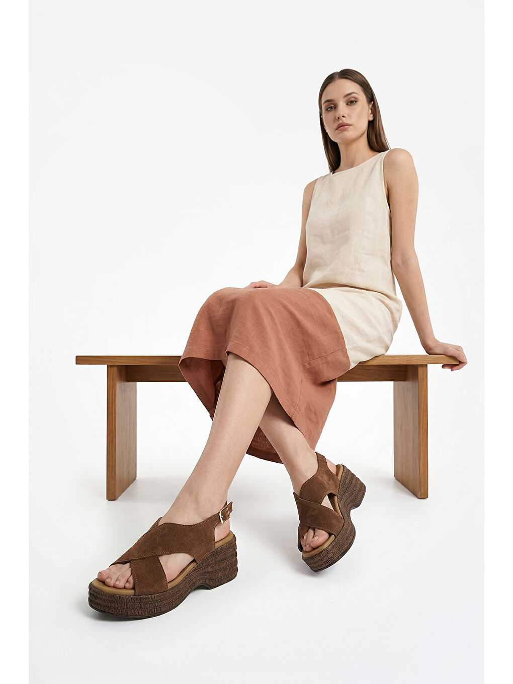 Kahverengi Kadın AÇIK KAHVERENGİ Dolgu Topuk Sandalet-2