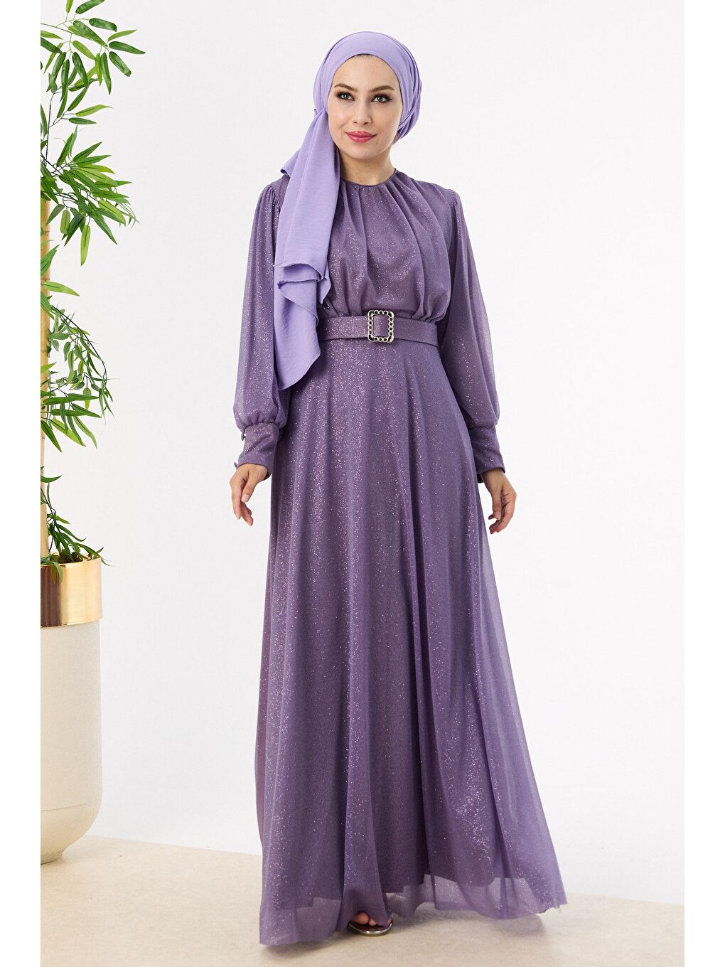 Orta Kadın Lila Abiye Elbise - 11005-2