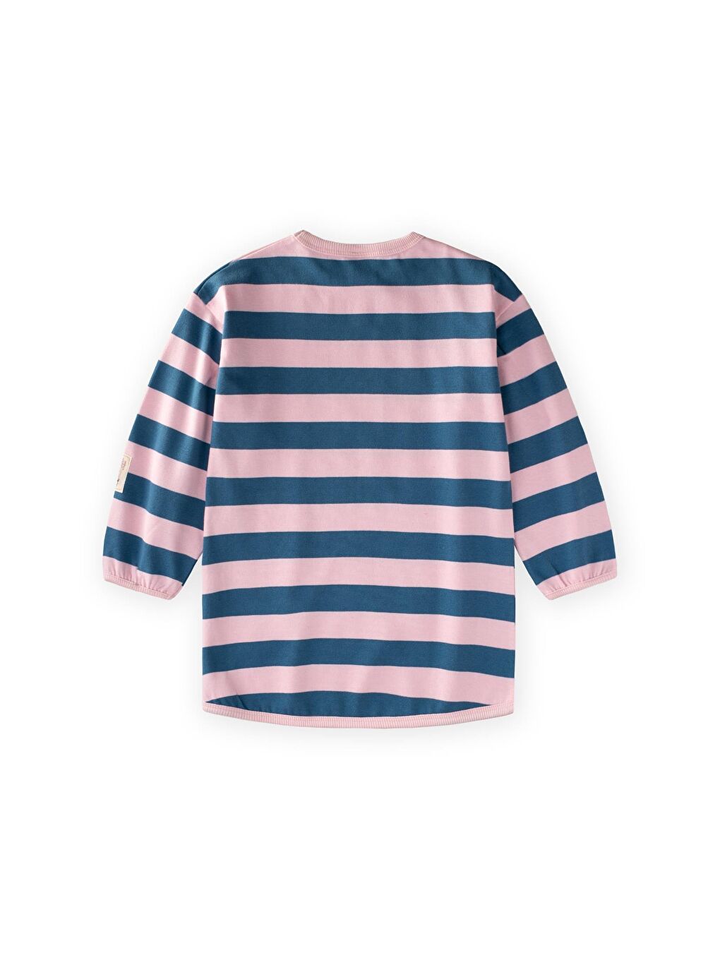 Pembe Triko Çizgili Tunik 4-12 Yaş Pudra Mavi Çizgili-1