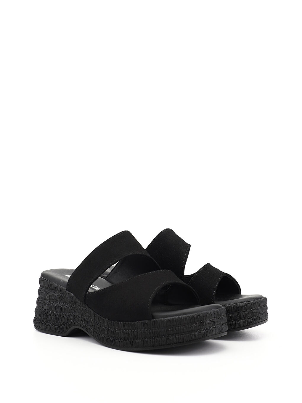 Siyah Kadın SİYAH MELANJ Dolgu Topuklu Terlik-3