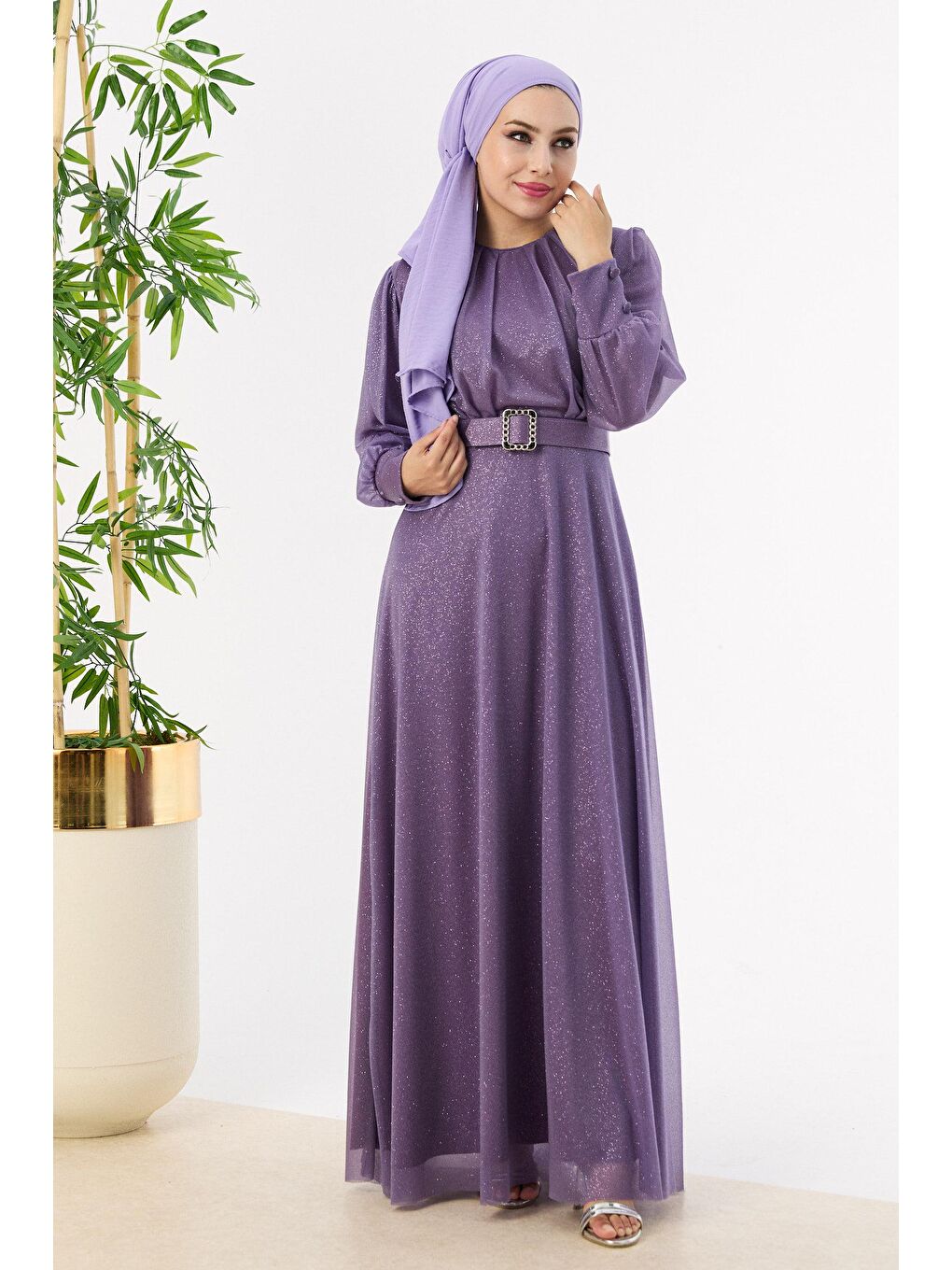 Orta Kadın Lila Abiye Elbise - 11005-3