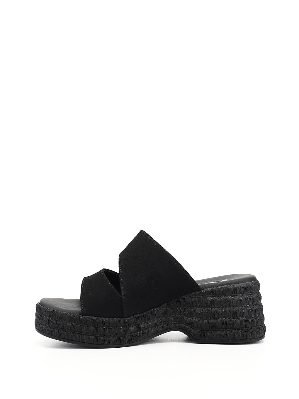 Siyah Kadın SİYAH MELANJ Dolgu Topuklu Terlik-4