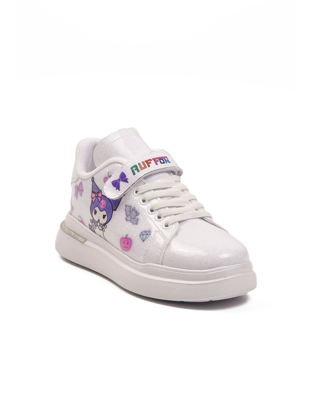 Beyaz Rugan Simli Cırtlı Hafif Kız Çocuk Spor Ayakkabı 2540-26K F-2