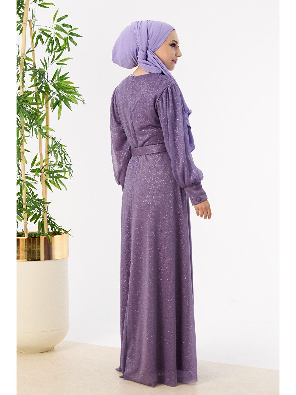 Orta Kadın Lila Abiye Elbise - 11005-4