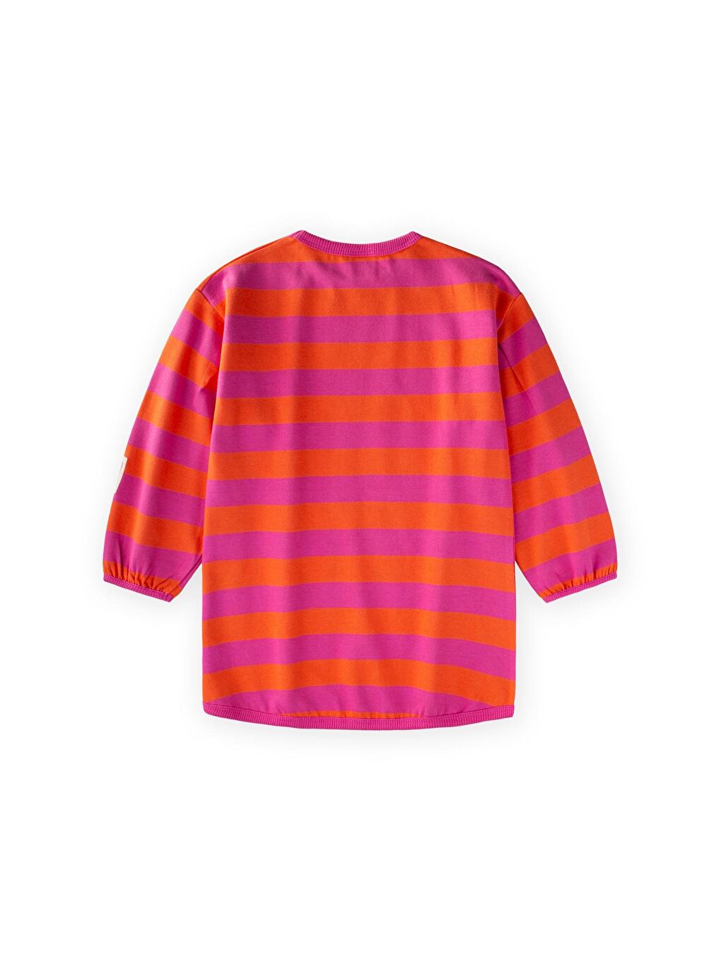 Triko Çizgili Tunik 4-12 Yaş Turuncu Fuşya-1