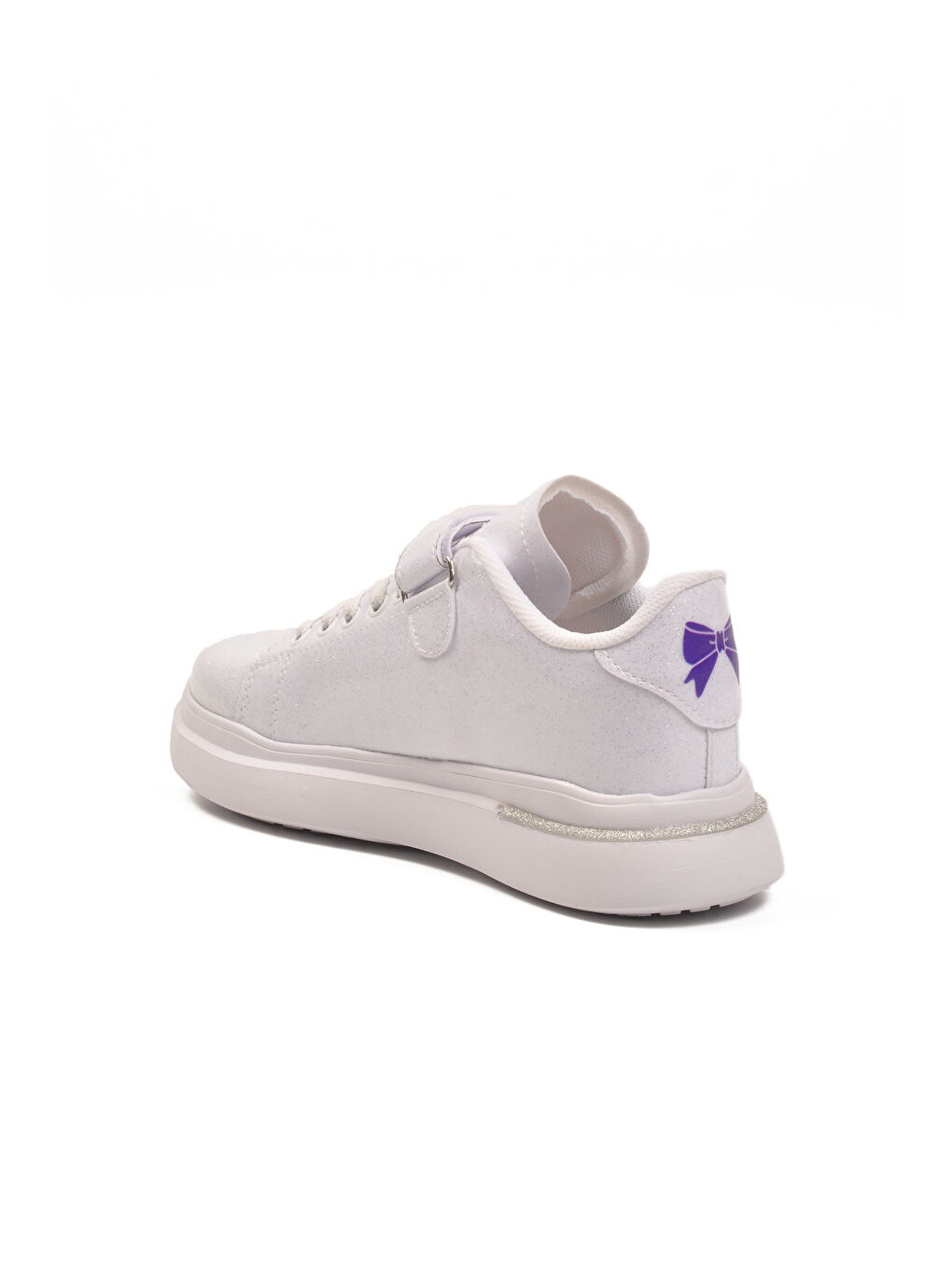 Beyaz Rugan Simli Cırtlı Hafif Kız Çocuk Spor Ayakkabı 2540-26K F-3