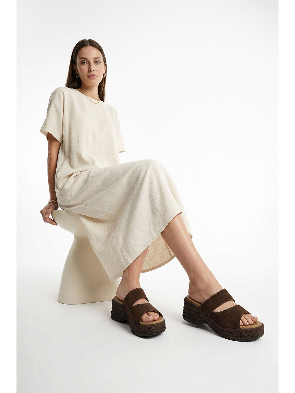 Kahverengi Kadın AÇIK KAHVERENGİ Dolgu Topuklu Terlik-2