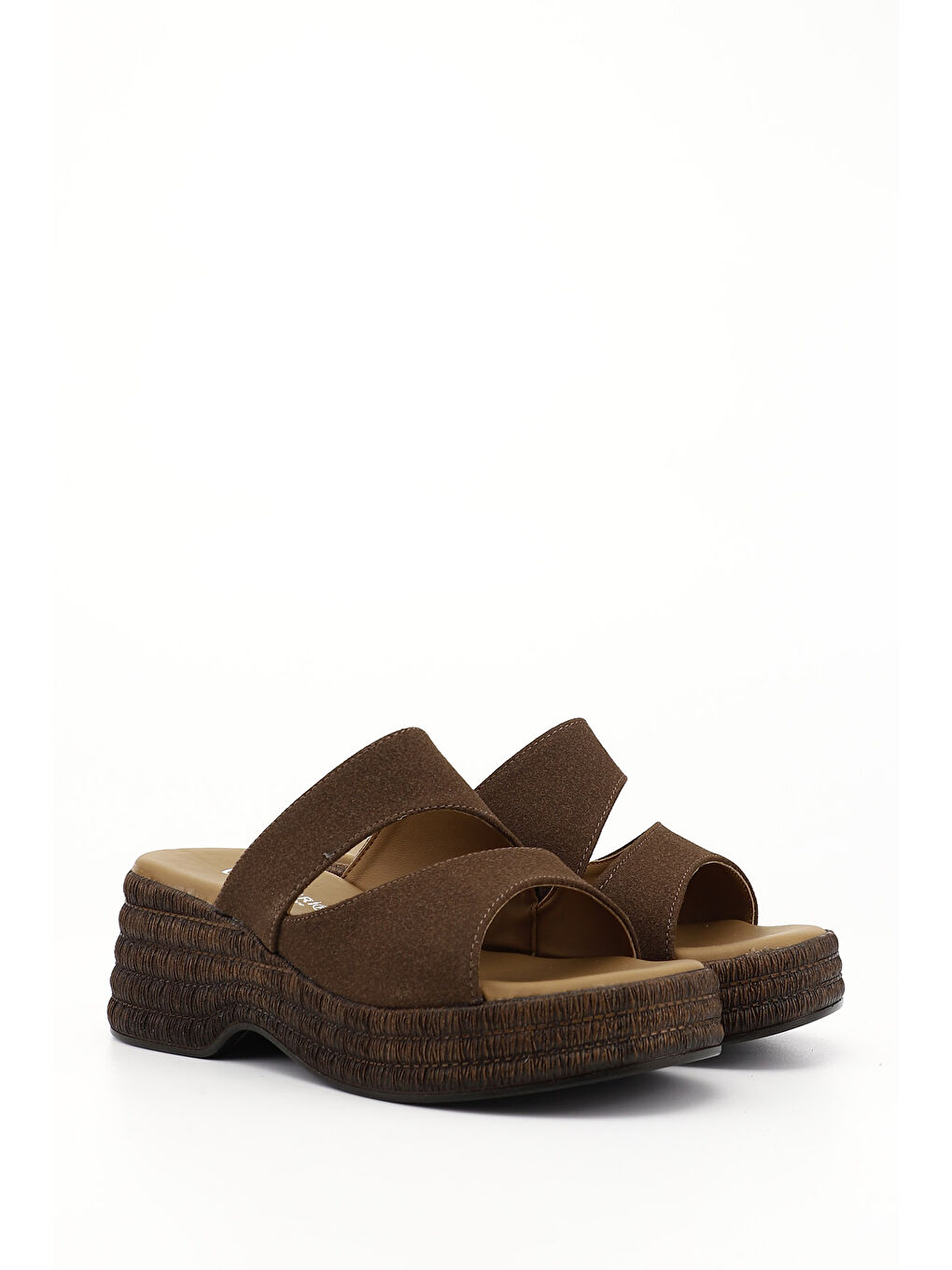 Kahverengi Kadın AÇIK KAHVERENGİ Dolgu Topuklu Terlik-3