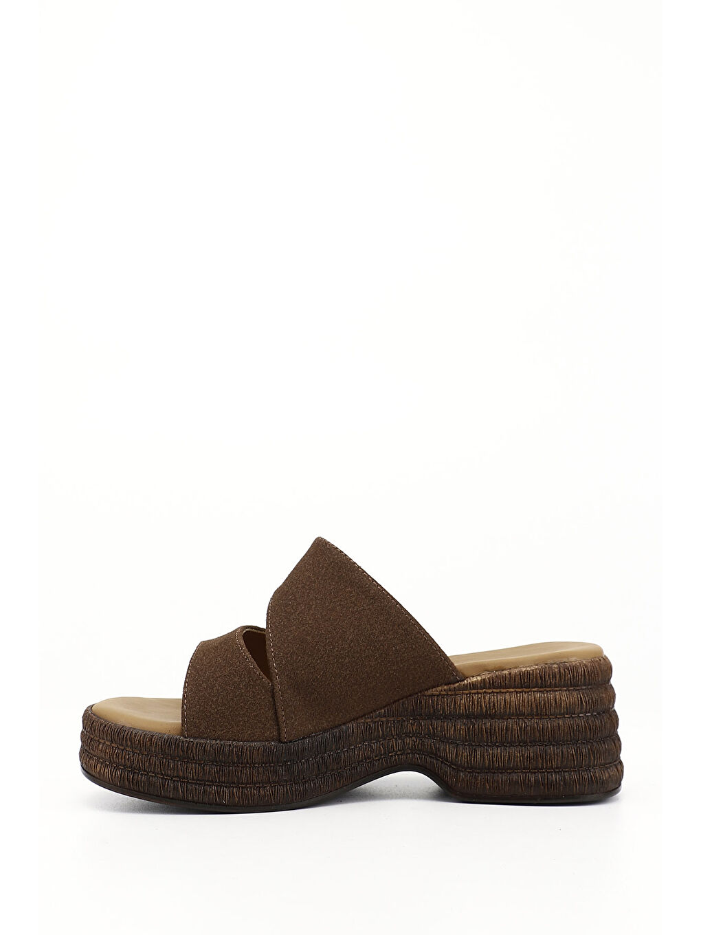 Kahverengi Kadın AÇIK KAHVERENGİ Dolgu Topuklu Terlik-4