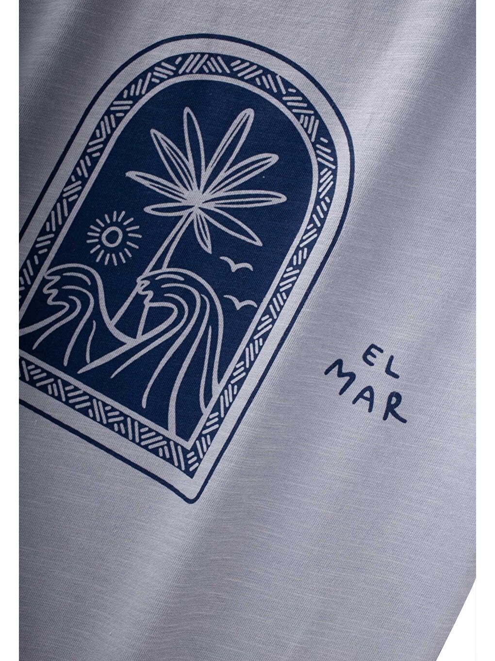 Soyut Palmiye Baskılı Kapri Takım 2-8 Yaş Pastel Mavi-2