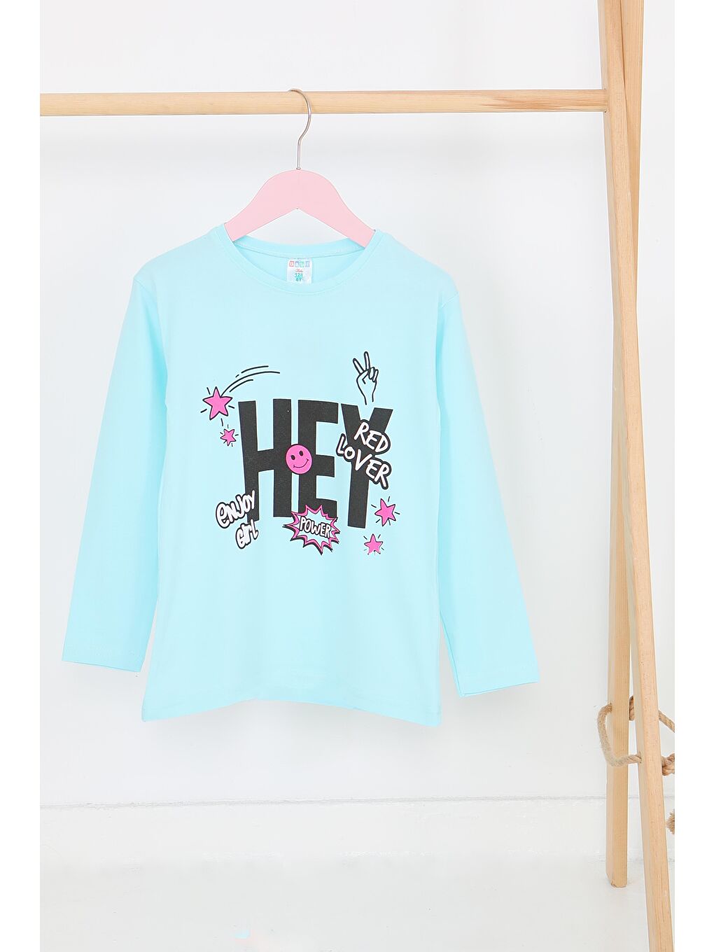 Kız Çocuk Bebe Mavi Uzun Kollu Baskılı Penye Badi - 27701