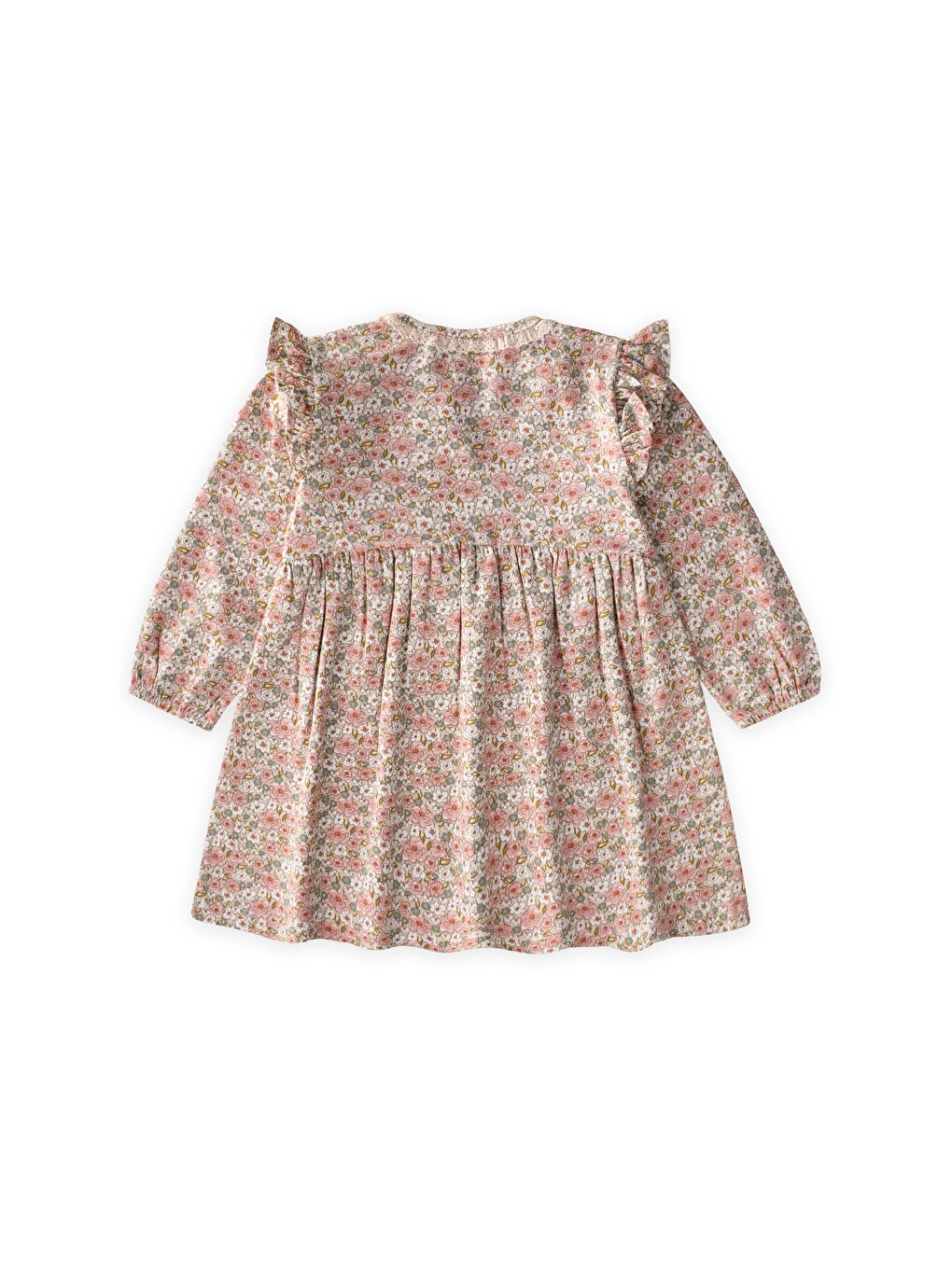 Desenli Mevsimlik Elbise 1-7 Yaş Ekru-1