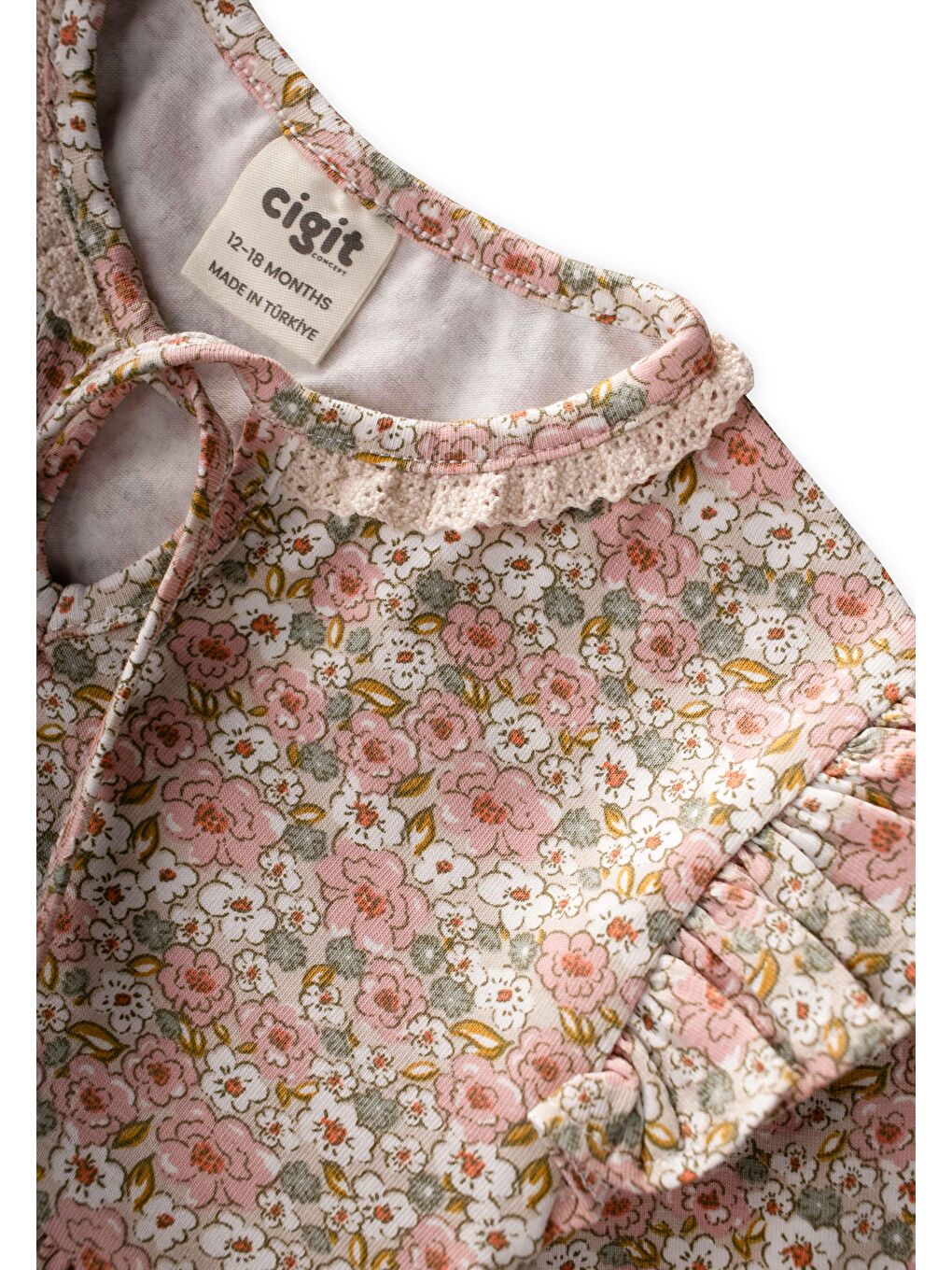 Desenli Mevsimlik Elbise 1-7 Yaş Ekru-2