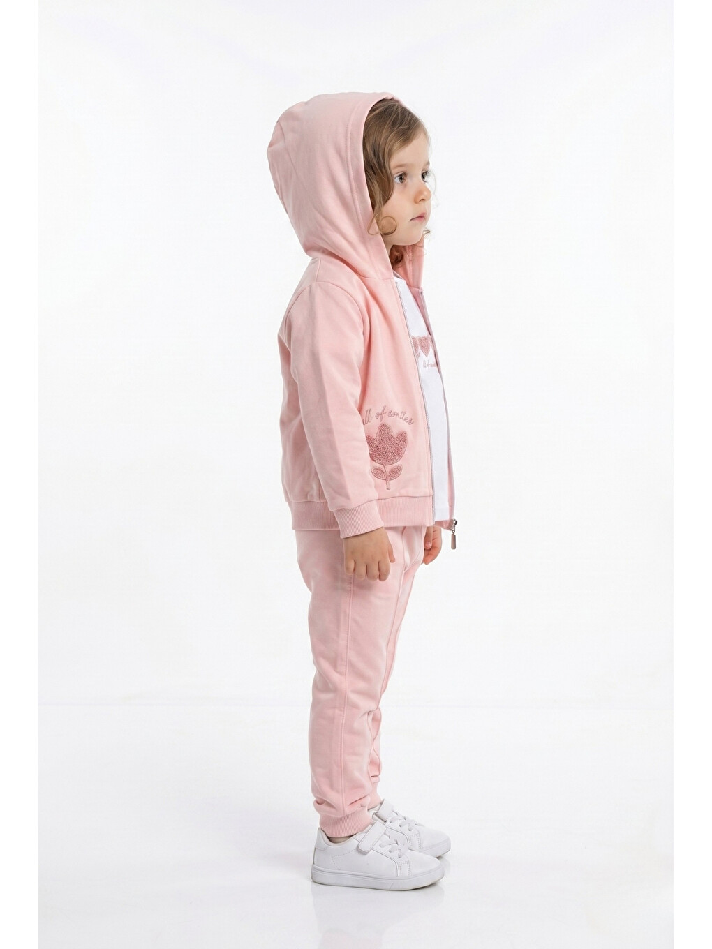 Pembe Kız Çocuk 3'lü Eşofman Takımı-1