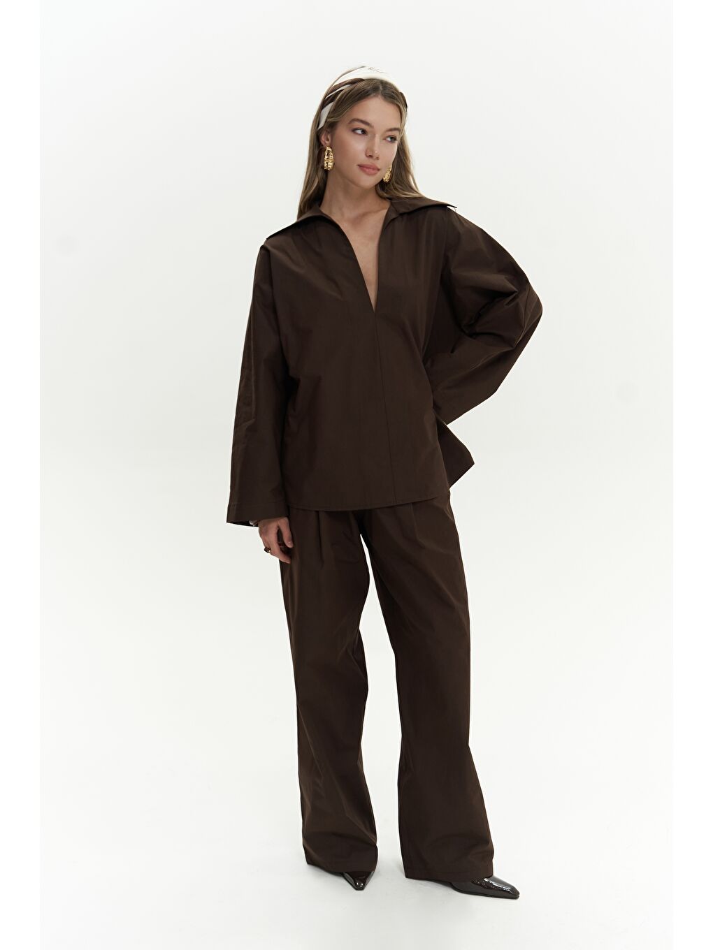 Mai Collection Kahverengi Blenham Kahve Gömlek Pantolon Takım