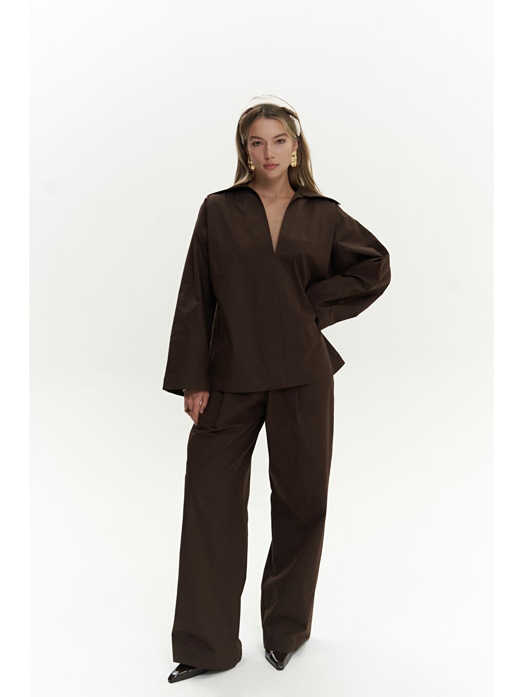 Mai Collection Kahverengi Blenham Kahve Gömlek Pantolon Takım - 1